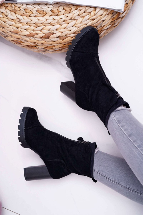 Dámské Kotníkové Boty Na Podpatku Černé Frann