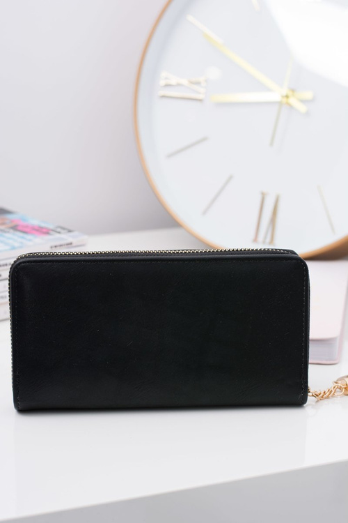 Women's Black Big Wallet with a Tassel Keychain
