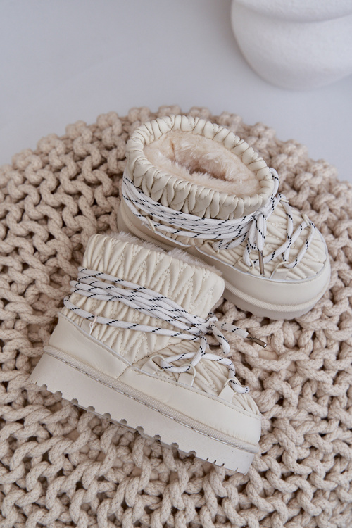 Detské Zimné Topánky Izolované S Hrubou Podšívkou Svetlo Béžové Nastira