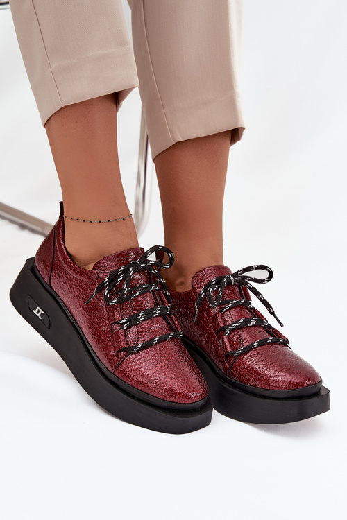 Kožené Lakované Dámské Mokasíny Na Platformě Artiker 57C2046 Bordó