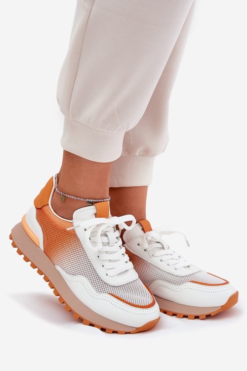 Kožené Sportovní Boty S Síťovinou Dámské Vinceza 66775 Oranžové