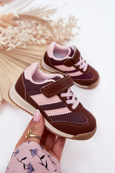Detské Sneakers Športové Topánky Na Suchý Zips Hnedé Viona