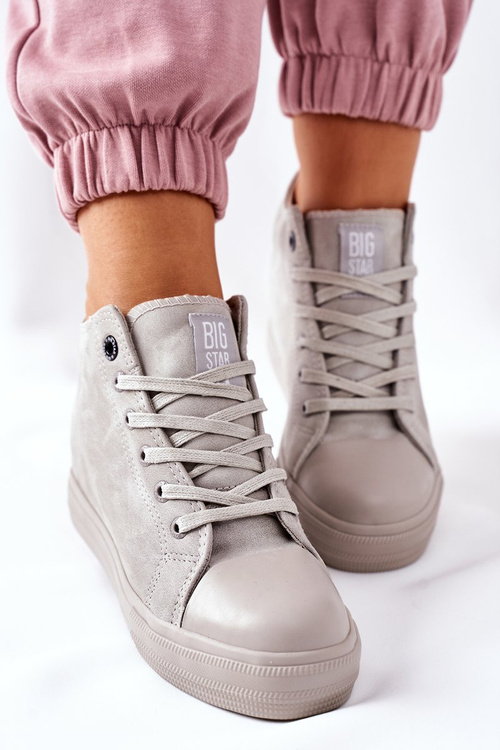 Kožené Klínové Tenisky Sneakers Big Star II274093 Šedé