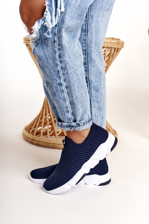 Dámske športové topánky skĺznuté veľké hviezdy DD274464 Navy Blue