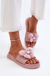 Dámske sandále s ozdobou na nízkej platforme ružové Cedrella