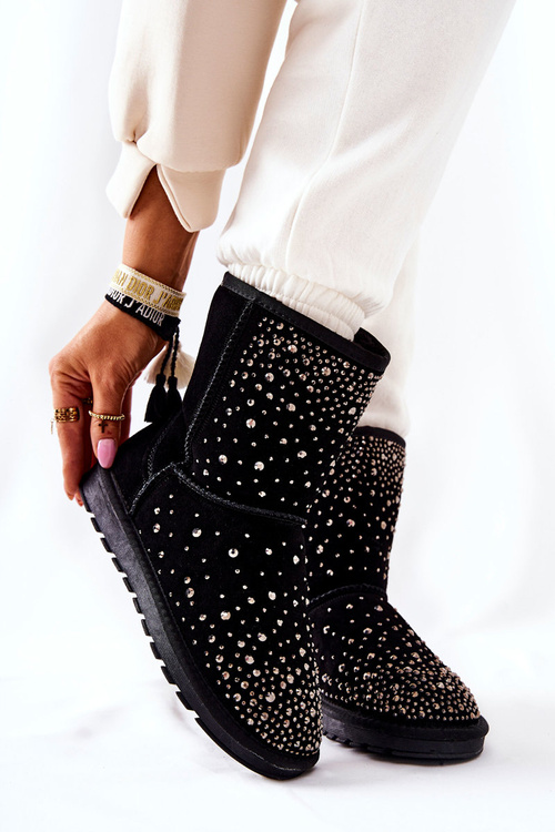 Zateplené sněhule s kamínky Černé Mariella