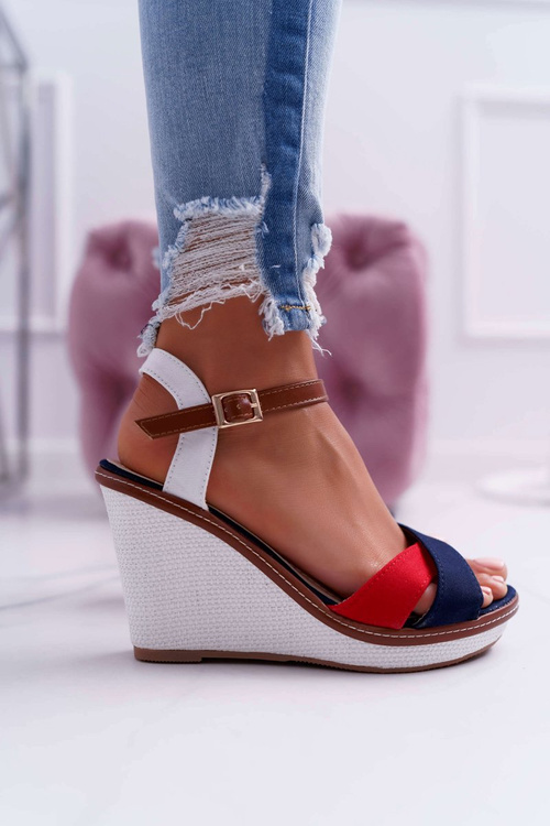 Kaisha Navy Blue Wedge Sandals