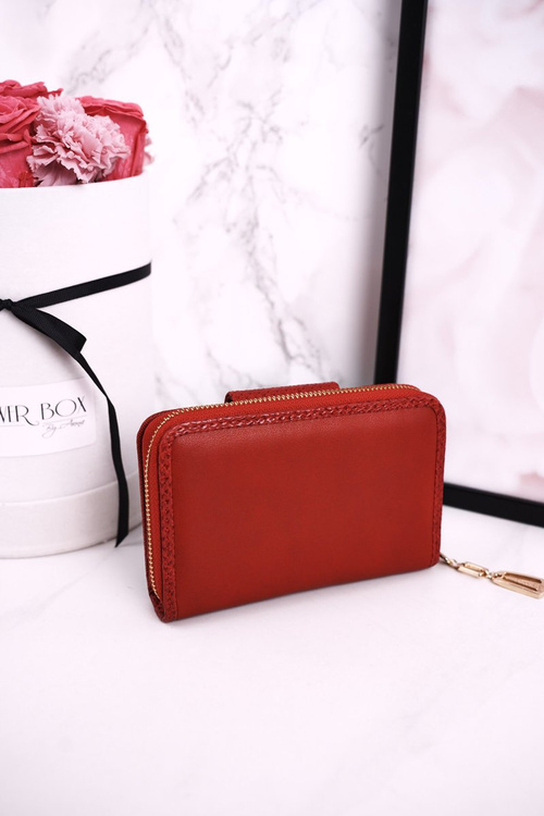 Elegantná dámska peňaženka pripevnená Eslee Red Zipper