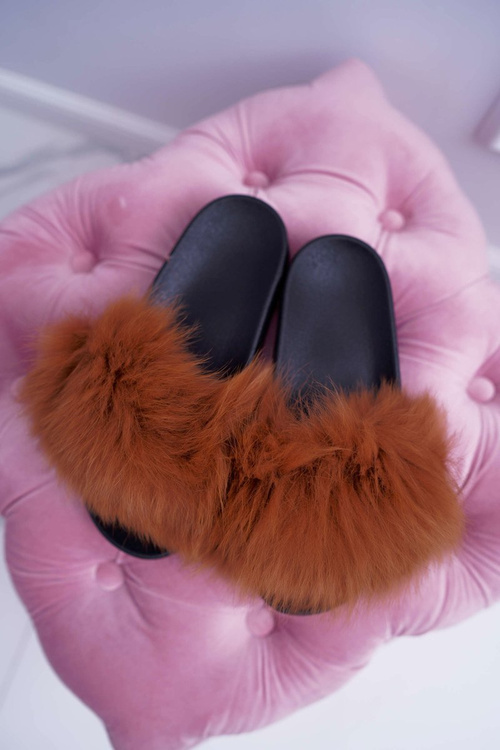 Ženské žabky s ťavou jemnou kožušinou