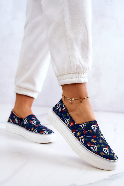 Dámska sklz na pamäťovú penu veľká hviezda JJ276016 Navy Blue tenisky