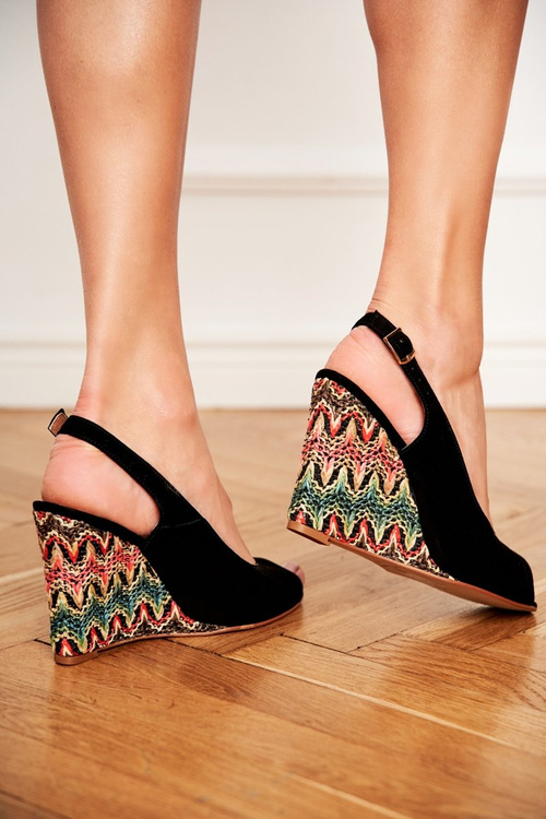 Dámské Sandály Na Klínu Laura Messi Kožené černé 1964