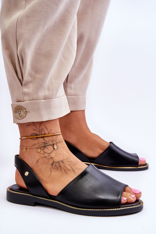 Kožené posuvné čierne sandále lemar alivia