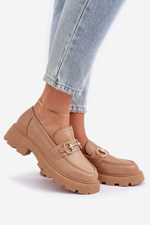 Dámské Mokasíny Se Zlatým Detalem Béžové Ferietta