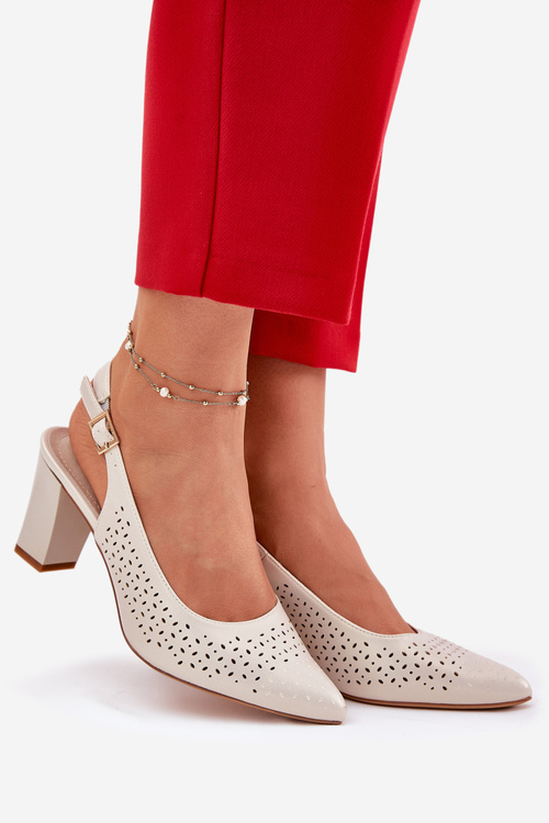 Dírové Sandály S Špičatými Špičkami Na Podpatku Sergio Leone SK163 Perlové