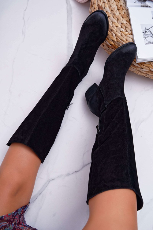 Dámské Kozačky Laura Messi 2071 Kožené Černé This Love