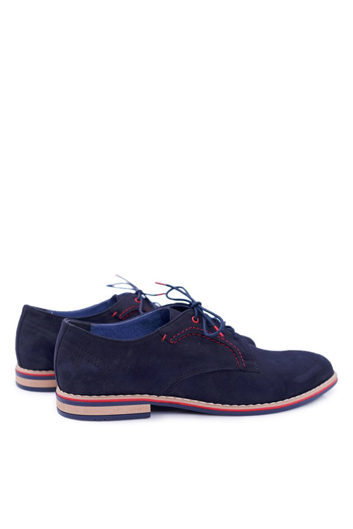 Pánske topánky Bednarek Elegantné kožené nubuck Navy Blue Pietro