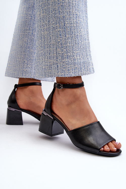 Dámské sandály na podpatku z ekokůže černé Horissa