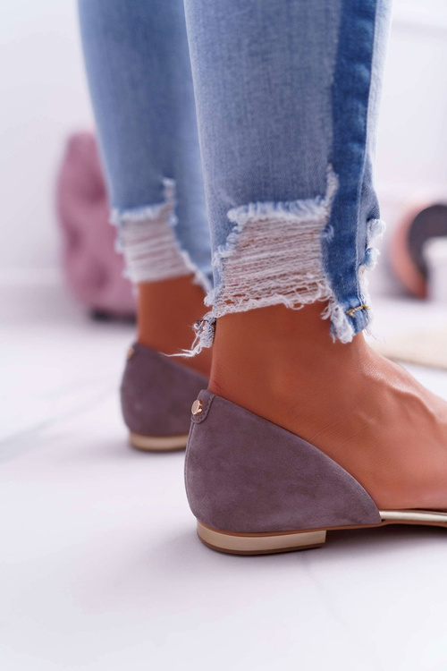 Dámské Baleríny Laura Messi 1110 Kůže Tmavě šedé Augure