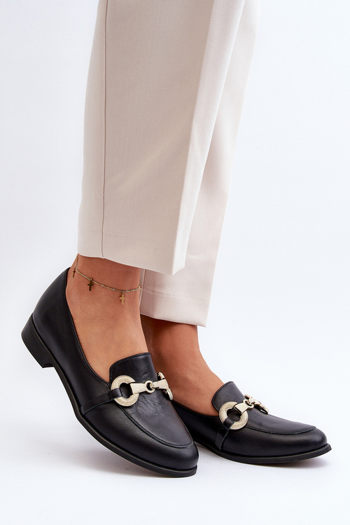 Zazoo 2880 Dámské Mokasíny Kožené S Ozdobou Černé