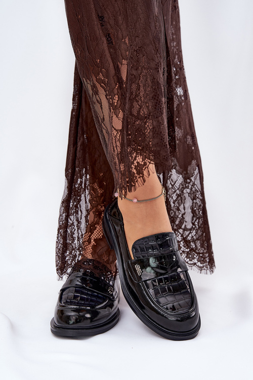 Lakované Kožené Mokasíny Dámske Vinceza 91125 Čierne