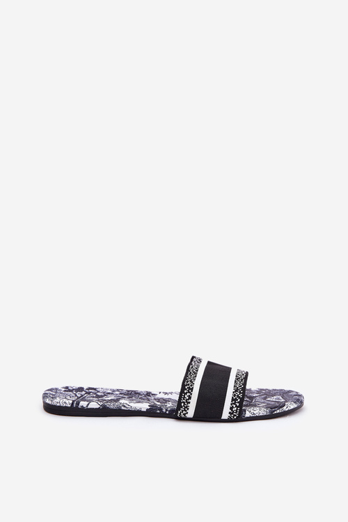 Vzorované Ploché Dámské Pantofle Černé Leysi