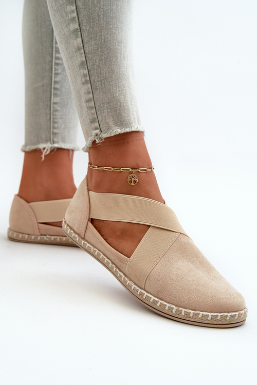 Dámské espadrilky s elastickými pásky z ekologického semiše béžové Phaedrana
