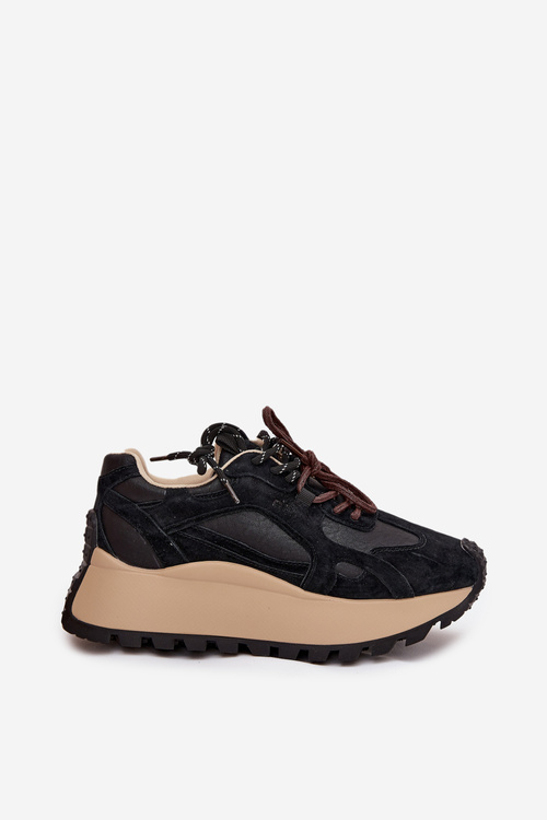 Kožené Sneakersy Na Platformě Dámské Big Star SS274628 HI-POLY SYSTEM Černé