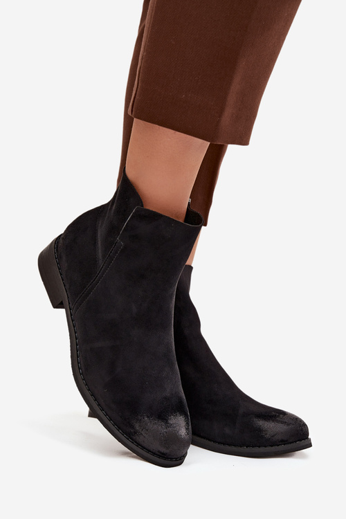 Dámske členkové topánky na nízkom podpätku Vinceza 39961 Čierne