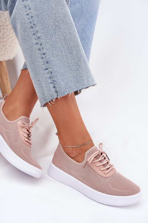 Materiálové nazúvacie športové topánky na platforme dámske ružové Kalyra