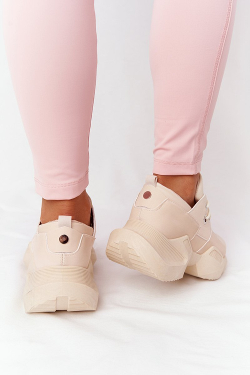 Dámské Sneakersy Na Velké Podrážce Béžové Bubbly