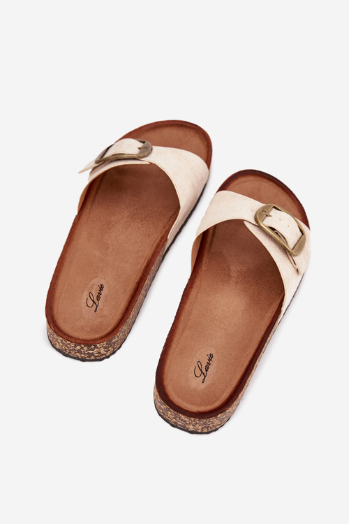 Dámske sandále s prackou na korkovej platforme béžové Zavira