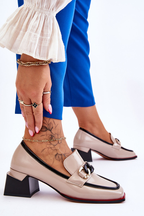 Pohodlné lodičky na nízkém podpatku Béžove Valenti