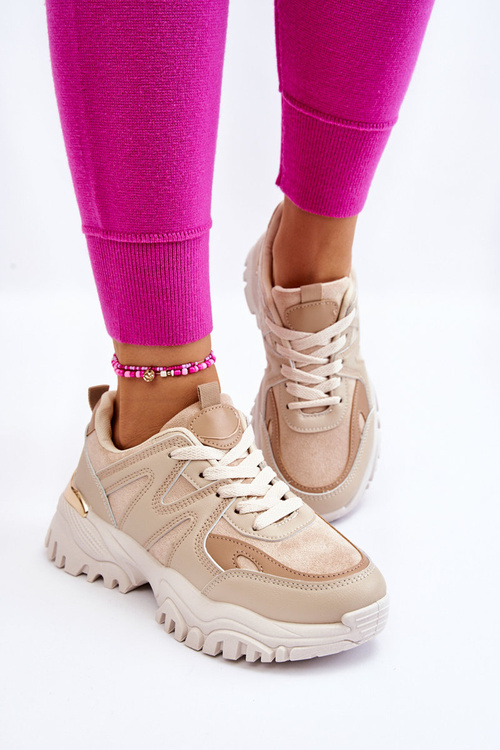 Klasické sportovní boty na platformě Béžove Bowie