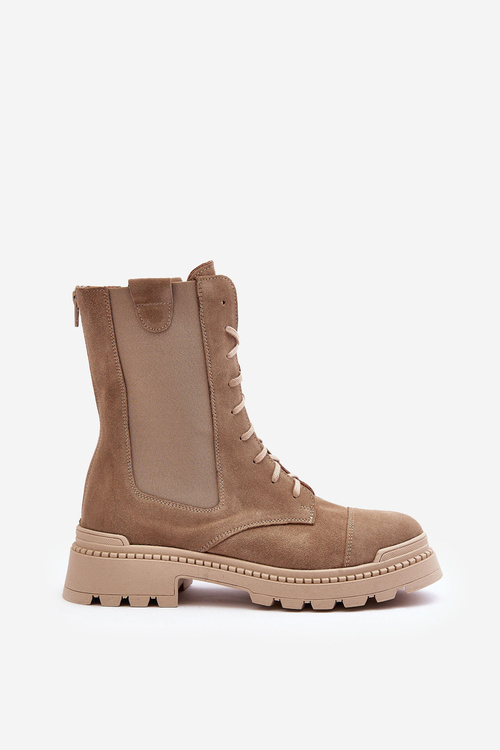 Dámské Vyšívané Kožené Boty Bežové Nicole 2836