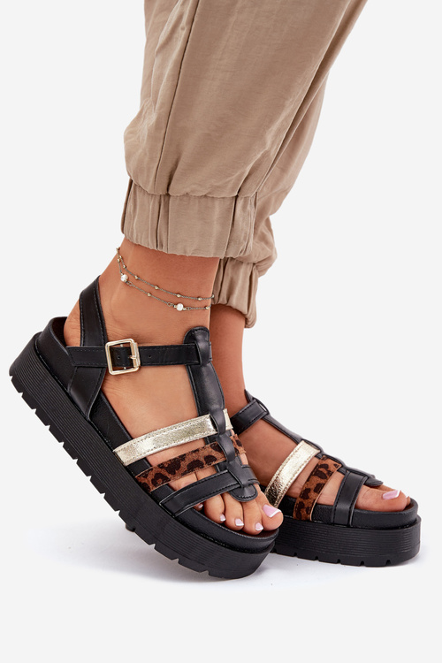 Dámské Sandály S Pásky Na Platformě Černé Gallari