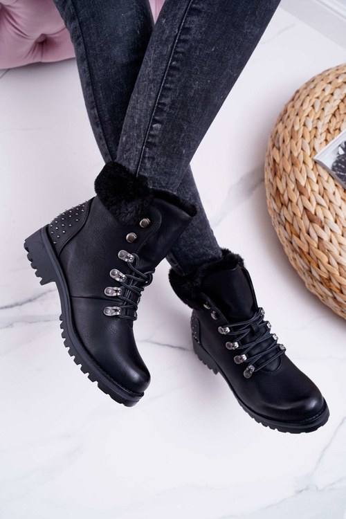 Ženské topánky kožušiny čierne ergost