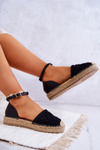 Dámske espadrilly na platforme Black Calise Braided