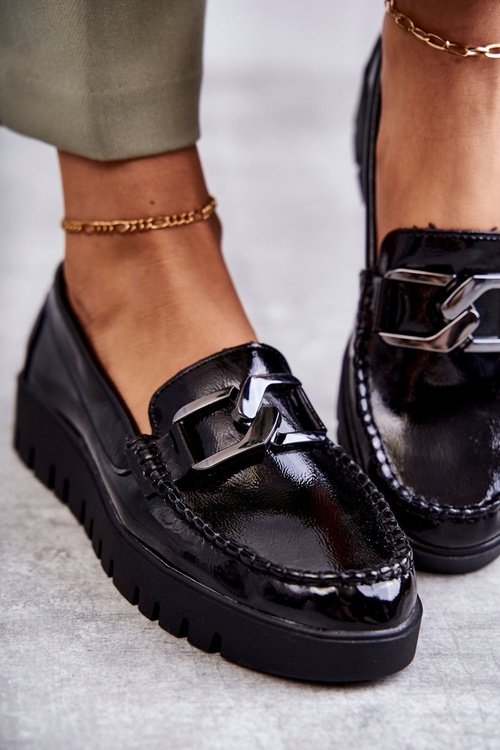 Lafefer lakované topánky na platforme Czarne Kjestti