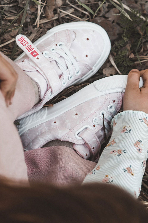 Dětské nízké tenisky na suchý zip BIG STAR JJ374103 Růžová