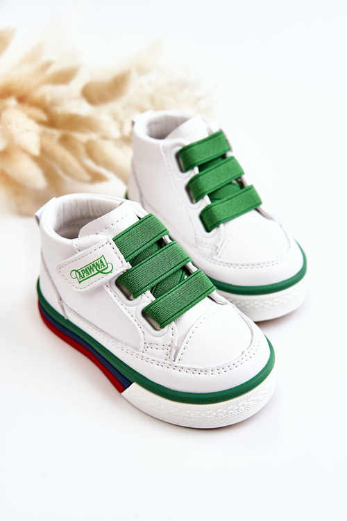 Detské vysoké tenisky s bielym a zeleným baxterom