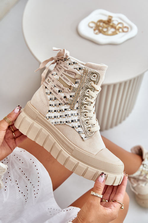 Vysoké Dámske Tenisky Na Masívnej Platforme Svetlo Béžové Kernia