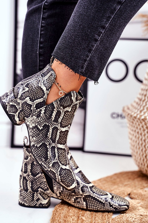 Dámské Kotníkové Ploché Boty Na Podpatku Kůže z Hadí Visconi 2625804