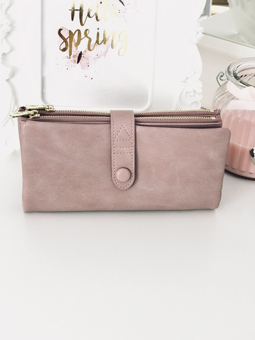 Large Women's Black Trendy Wallet Gold Zipper