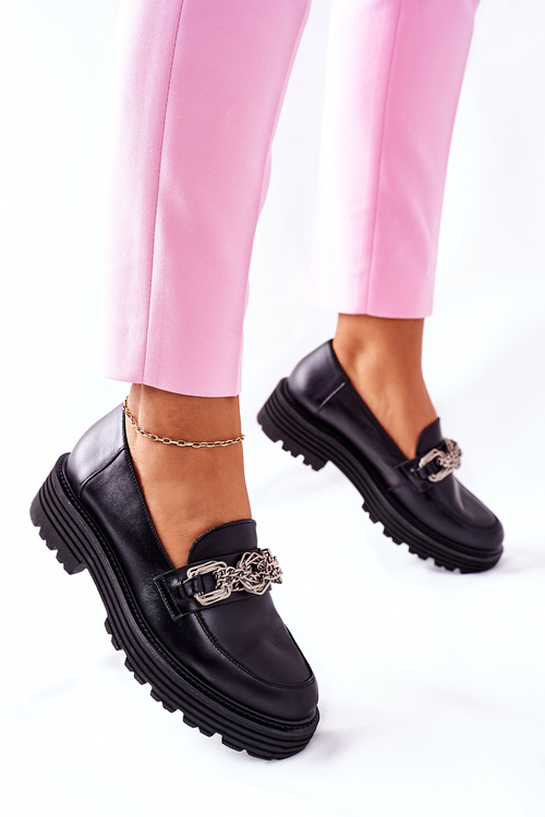Dámské Boty Loafers Kůže Černé Laura Messi 2383