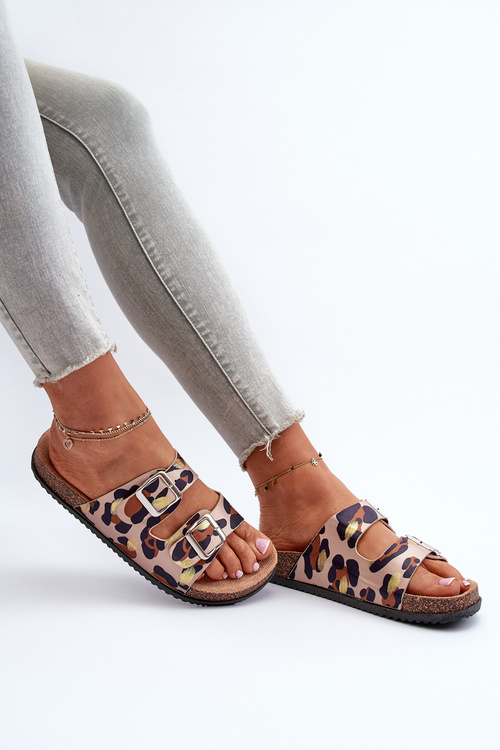 Dámské žabky s přezkami béžovo-hnědé Oliena