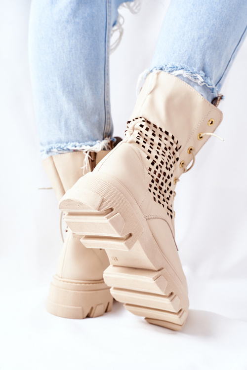 Dámske kožené topánky, béžové béžové topánky