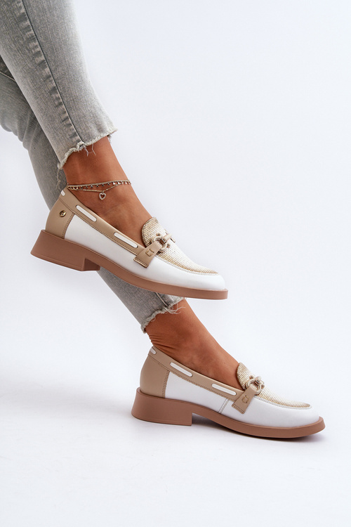 Dámske kožené mokasíny Maciejka 06493-11 Bielo-Bežové