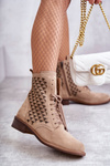 Čipky -up semišové topánky Nicole 2751 béžová