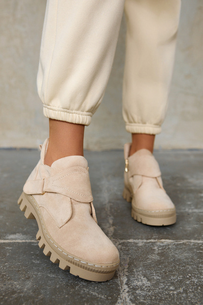 Semišové boty se zipem světle béžové Remgate