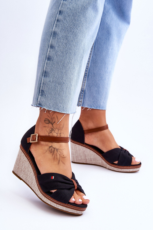 Dámské Sandály Na Spleteném Klínu Černá Judith